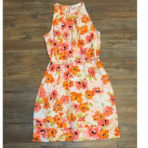 Ann Taylor Loft Shift Dress Size 2 Orange and Pink A line Dress knee length